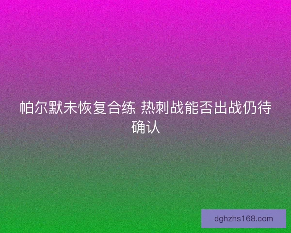 帕尔默未恢复合练 热刺战能否出战仍待确认
