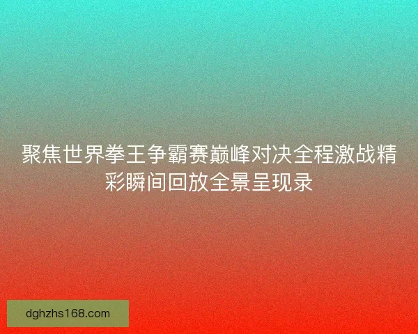 聚焦世界拳王争霸赛巅峰对决全程激战精彩瞬间回放全景呈现录