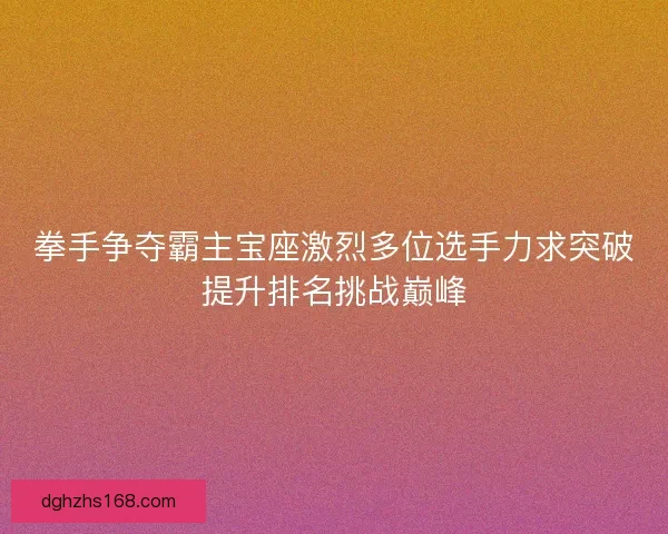 拳手争夺霸主宝座激烈多位选手力求突破提升排名挑战巅峰